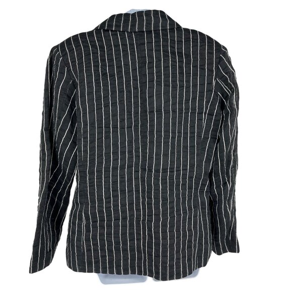 Chicos Black & White Striped Textured Blazer Jacket Size 2 US L - Picture 5 of 8
